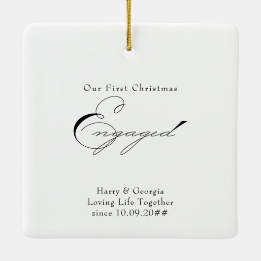 Merry and Engaged Photo and Elegant Calligraphy Keramisch Ornament (Achterkant)