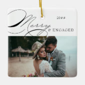 Merry and Engaged Photo and Elegant Calligraphy Keramisch Ornament (Voorkant)