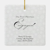 Merry and Engaged Script Vertical Photo Snowflake Keramisch Ornament (Achterkant)