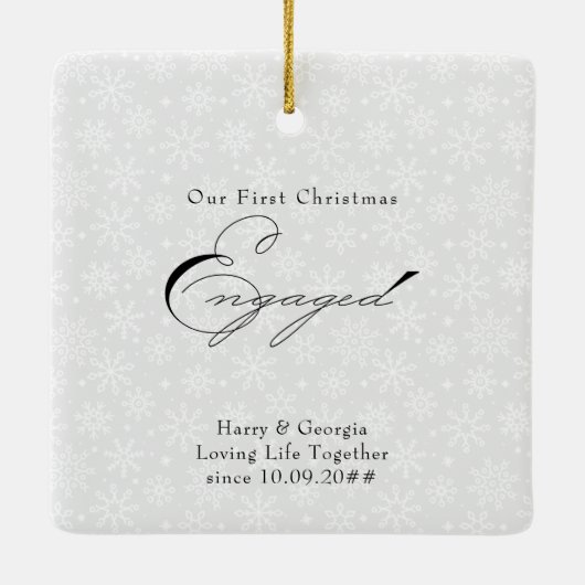 Merry and Engaged Script Vertical Photo Snowflake Keramisch Ornament (Achterkant)