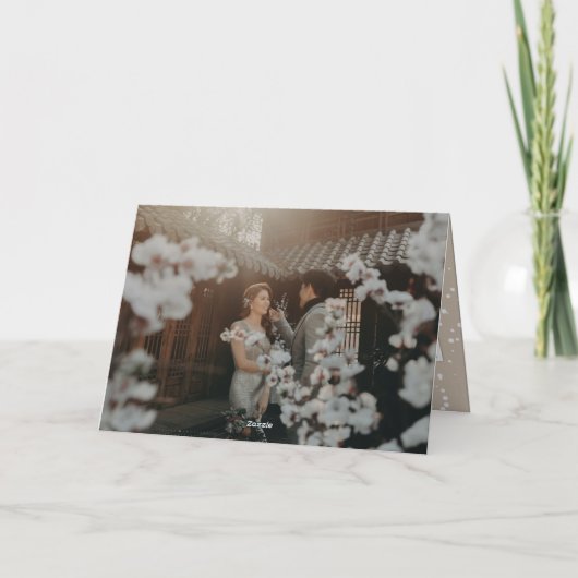 Merry and getrouwde Simple Script Photo Wedding Feestdagen Kaart (Achterkant)