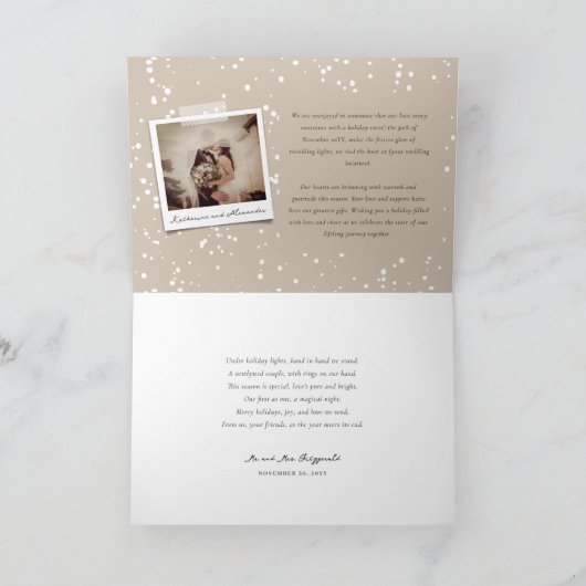 Merry and getrouwde Simple Script Photo Wedding Feestdagen Kaart (Binnen)