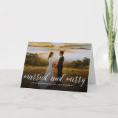 Merry and getrouwde Simple Script Photo Wedding Feestdagen Kaart (Voorkant)