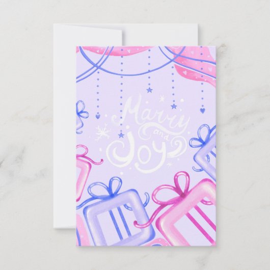 Merry and Joy Pastel Holiday Card with Gift Boxes Bedankkaart (Voorkant)