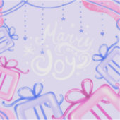 Merry and Joy Pastel Holiday Sticker with Gifts (Voorkant)