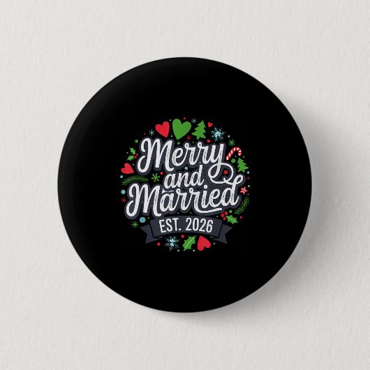 Merry And Married 2026 - Matching Couple Christmas Ronde Button 5,7 Cm (Voorkant)