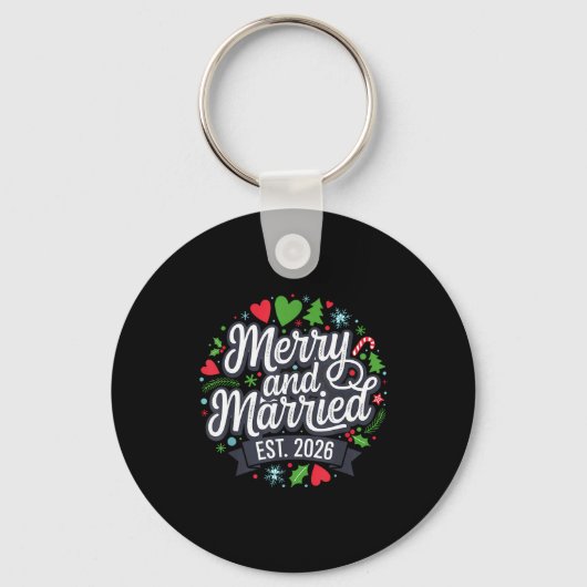 Merry And Married 2026 - Matching Couple Christmas Sleutelhanger (Voorkant)