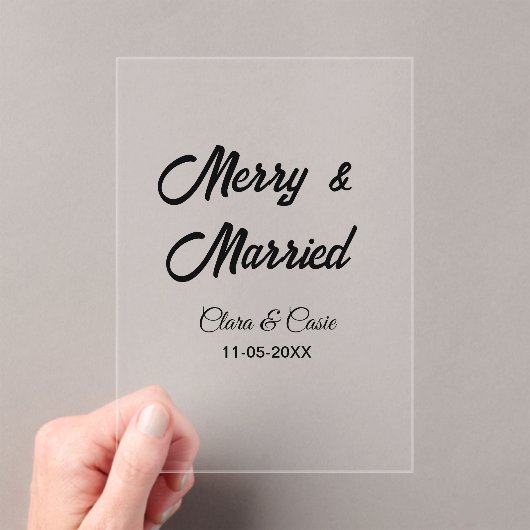 Merry and married add couple Name date holidayChr Acryl Uitnodigingen (Insitu (Draagbaar))