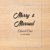 Merry and married add couple Name date holidayChr Acryl Uitnodigingen (Voorkant)
