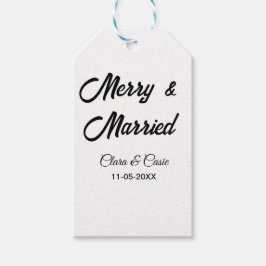 Merry and married add couple Name date holidayChr Cadeaulabel