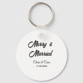 Merry and married add couple Name date holidayChr Sleutelhanger (Voorkant)