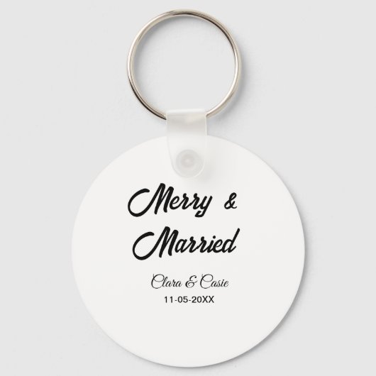 Merry and married add couple Name date holidayChr Sleutelhanger (Achterkant)