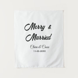 Merry and married add couple Name date holidayChr Wandkleed