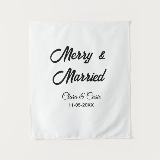 Merry and married add couple Name date holidayChr Wandkleed (Voorkant)