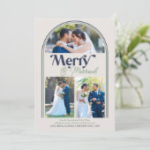 Merry and Married Arch Fotocollage Kerstmis Feestdagenkaart (Staand voorkant)