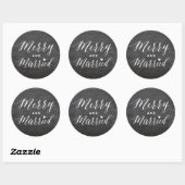 Merry and Married Black Chalkboard Holiday Weddens Ronde Sticker (Vel)
