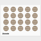 Merry And Married Brown Kraft Kerst Huwelijk Ronde Sticker (Vel)