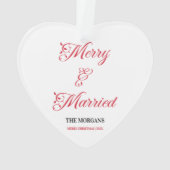 Merry and Married Christmas Familie Foto Ornament (achterkant)