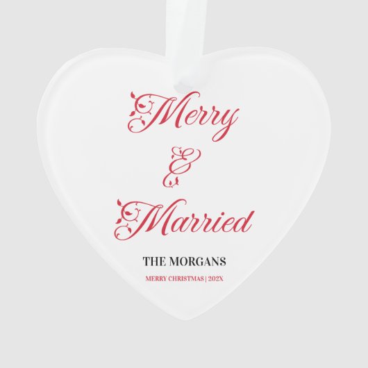 Merry and Married Christmas Familie Foto Ornament (achterkant)