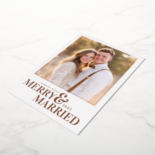 Merry and Married Christmas Photo Card Folie Feestdagenkaart (Gedraaid)