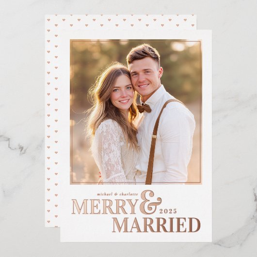 Merry and Married Christmas Photo Card Folie Feestdagenkaart (Voorkant / Achterkant)