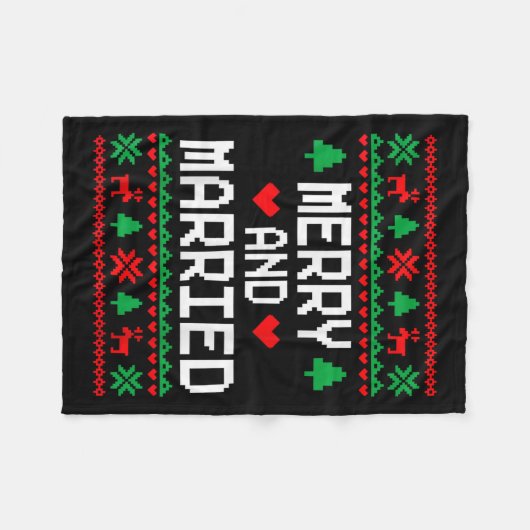 Merry And Married Couples Matching Ugly Christmas  Fleece Deken (Voorkant (Horizontaal))