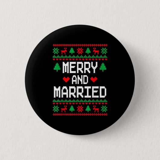 Merry And Married Couples Matching Ugly Christmas  Ronde Button 5,7 Cm (Voorkant)