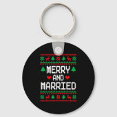 Merry And Married Couples Matching Ugly Christmas  Sleutelhanger (Voorkant)