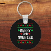 Merry And Married Couples Matching Ugly Christmas  Sleutelhanger (Voorkant)
