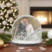 Merry and Married Custom Wedding Photo Christmas Sneeuwbol