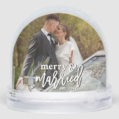 Merry and Married Custom Wedding Photo Christmas Sneeuwbol (Achterkant)