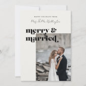 Merry and Married Elegant Modern Photo Holiday Feestdagenkaart (Voorkant)