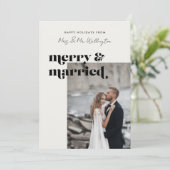 Merry and Married Elegant Modern Photo Holiday Feestdagenkaart (Staand voorkant)