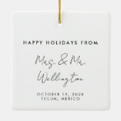 Merry and Married Elegant Modern Photo Holiday Keramisch Ornament (Achterkant)