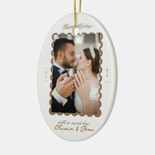 Merry and married first christmas keramisch ornament (Links)