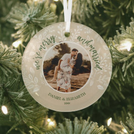 Merry and Married Foto Ivoor Glas Ornament