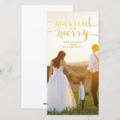 MERRY AND MARRIED GOLD HOLIDAY FOTO CARD FEESTDAGENKAART (Voorkant / Achterkant)
