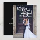 Merry and Married Hand Lettered Holiday Photo Card Feestdagenkaart (Voorkant / Achterkant)