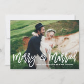 Merry and Married Hand Lettered Holiday Photo Card Feestdagenkaart (Voorkant)