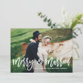 Merry and Married Hand Lettered Holiday Photo Card Feestdagenkaart (Staand voorkant)