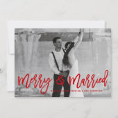 Merry and Married Hand Lettered Holiday Photo Card Feestdagenkaart (Voorkant)
