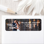 Merry and Married Hand Script | Holiday-foto Etiket (Insitu)