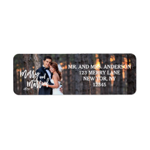 Merry and Married Hand Script   Holiday-foto Etiket
