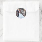 Merry and Married Hand Script | Holiday-foto Ronde Sticker (Tas)