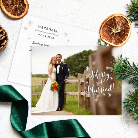 Merry and Married Holiday Aankondiging Briefkaart