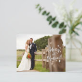 Merry and Married Holiday Aankondiging Briefkaart (Staand voorkant)