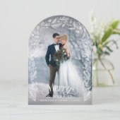 Merry and Married Holly Photo Holiday Card Kaart (Staand voorkant)