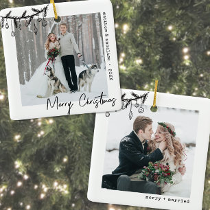 Merry And Married Minimalistische Typewriter Foto Keramisch Ornament