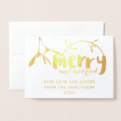Merry and Married Mistletoe Foto Kerst Kaart (Voorkant met envelop)