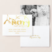Merry and Married Mistletoe Foto Kerst Kaart (Display)